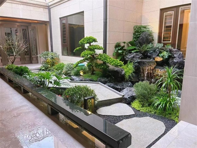 小庭院假山魚池效果圖